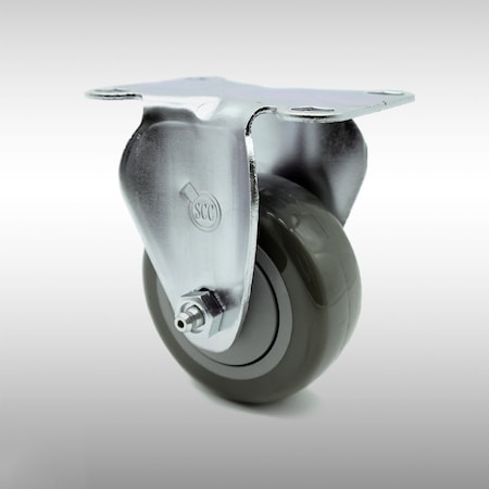 Service Caster 3.5 Inch SS Gray Polyurethane Wheel Rigid Top Plate Caster SCC-SS20R3514-PPUB